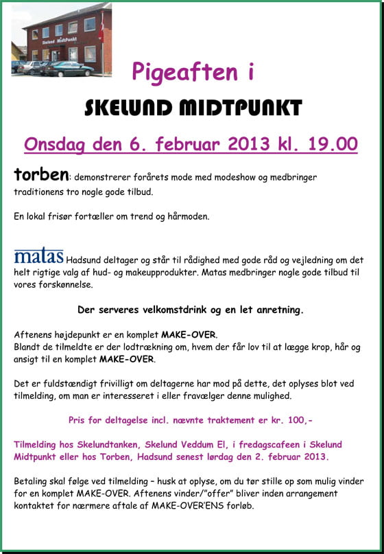 06.02.2013 Pigeaften i Skelund Midtpunkt