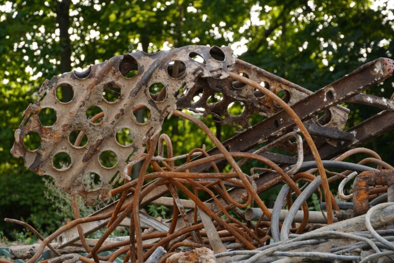Pile of rusty metal scrap and debris